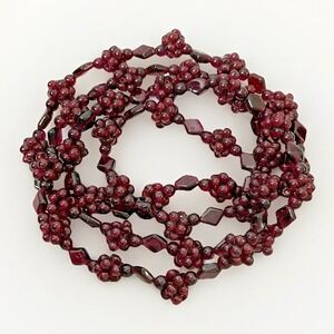Long Vintage Quality Bohemian Garnet‎ Grape Cluster Necklace 34" 90 grams